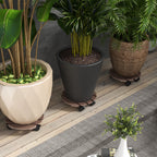 Lot de 4 supports ronds Ø30 cm pour plantes - porte plante à roulettes, intérieur et extérieur-1