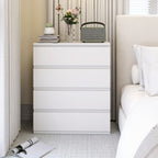 Commode 4 tiroirs, meuble de rangement épuré pour chambre, intérieur, 80 x 39 x 95 cm panneau de particules blanc-7