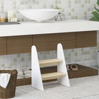Marche pied enfant marchepied enfants 2 marches pour enfants 3 à 8 ans en bois charge max. 20 kg blanc-9