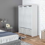 Armoire penderie armoire de rangement avec tringle rideaux 3 tiroirs en tissu amovibles 105 x 48 x 160 cm blanc-6
