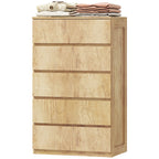 Commode 5 tiroirs meuble de rangement sans poignées design minimaliste 60 x 39 x 100 cm bois naturel-8