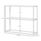 Table console en acier 2 étagères design moderne pour salon entrée couloir 100 x 30 x 87 cm blanc-2