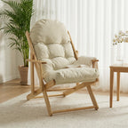Fauteuil Chaise de Salon Pliable et inclinable en Bois Fauteuil Relax Confortable avec Coussin capitonné épais-1