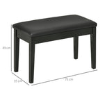 Banc pour piano avec assise rembourrée pieds en bois massif revêtement synthétique 75 x 35 x 49 noir-2