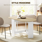 Table à manger pliante, table pliante cuisine ovale jusqu'à 6 personnes, pour petits espaces, salle à manger, bois naturel-4