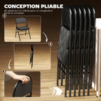 Lot de 6 chaises pliantes chaises de salle à manger portables cadre en acier 45 x 46 x 78 cm noir-5