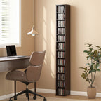 Lot de 2 étagères colonnes armoire de rangement CD-DVD 12 compartiments 21 x 22,5 x 88,5 cm capacité 204 CD marron-1