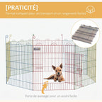 Enclos Pliant en Acier pour Chiens, Lapins, Rongeurs, Petits Animaux, Intérieur et Extérieur, 8 Panneaux avec Porte-5