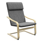 Fauteuil de salon, fauteuil chambre avec accoudoirs incurvés, coussin, tissu aspect lin, 65 x 79 x 98 cm, gris-0
