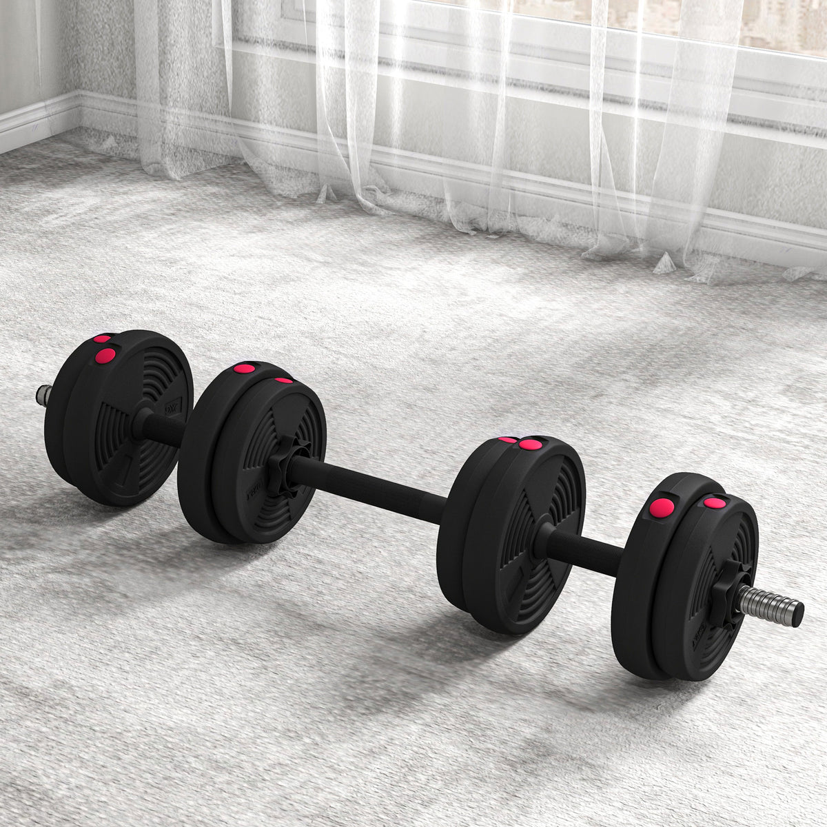 Haltères 2 en 1 réglables, haltères libres avec poignées antidérapantes, 15KG - Barres incluses-8