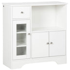 Buffet de cuisine moderne avec porte en verre, tiroir, grande niche et étagères réglables 80 x 30 x 82 cm blanc-0