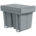 Poubelle cuisine, poubelle sous évier coulissante encastrable avec 2 x 20 L compartiments amovibles, 52x33,5x41cm, gris-0