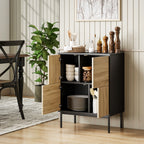 Buffet salon meuble de rangement armoire de cuisine portes à pousser et 4 placards style moderne 60 x 35 x 78 cm, noir-8