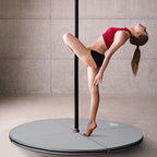 Tapis de pole dance pliable - pole dance mat - tapis de protection Ø 150 cm épaisseur 5 cm - revêtement plastique gris-1