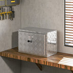 Boîte à outils pour camion en aluminium, 60,9 x 35,5 x 40,6 cm, coffre de rangement 76 L avec serrure et clés, argent-9