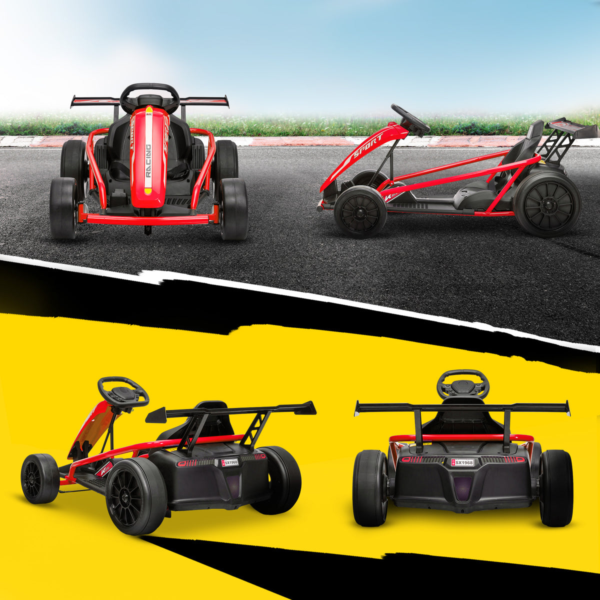 Voiture électrique GoKart kart électrique pour enfants 2 x 24 V moteurs mode dérive à 13 km/h 119 x 77 x 54 cm rouge-8