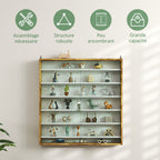 Vitrine pour collection vitrine murale 80 x 9,5 x 83 cm 6 étagères réglables en hauteur 2 portes coulissantes en verre-5