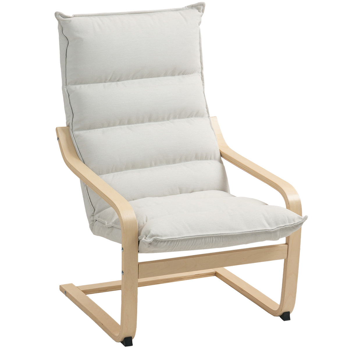 Fauteuil salon fauteuil de loisirs moderne fauteuil chambre avec accoudoirs incurvés, coussins, 67 x 83 x 105 cm, crème-0