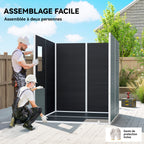 Abri de Jardin en Résine Cabanon de Rangement Double Porte 3 Fenêtres et 2 Aérations Anti-UV avec Plancher 3,3 m² Gris-6