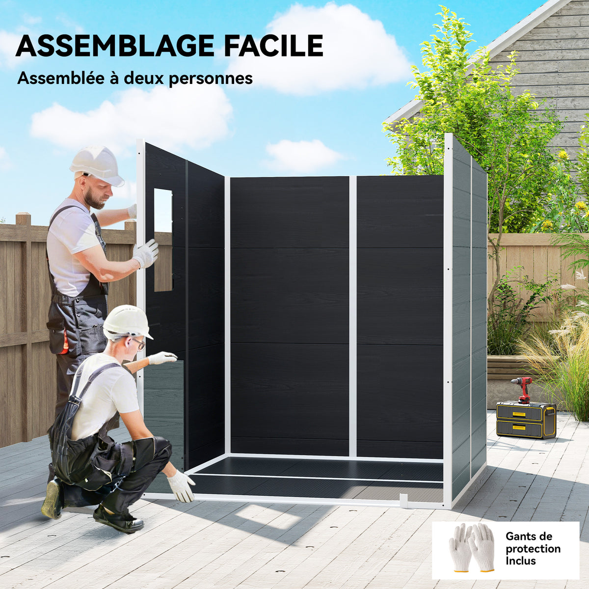 Abri de Jardin en Résine Cabanon de Rangement Double Porte 3 Fenêtres et 2 Aérations Anti-UV avec Plancher 3,3 m² Gris-6