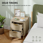 Lot de 2 tables de chevet avec 2 tiroirs cannelés pour chambre à coucher, salon, 40 x 40 x 53 cm, chêne-4