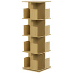 Bibliothèque Rotative à 4 Niveaux, Étagère Rangement avec 16 Compartiments, 39 x 39 x 128,3 cm, Chêne-0