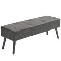 Banc bout de lit banquette capitonnée style vintage 114 x 38 x 42 cm piètement bois revêtement gris-0