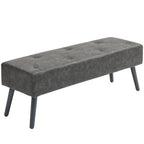 Banc bout de lit banquette capitonnée style vintage 114 x 38 x 42 cm piètement bois revêtement gris-0
