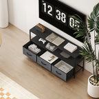 Meuble TV, meuble télé pour téléviseur jusqu'à 55 pouces avec 3 tiroirs et pieds en acier 120 x 29 x 56 cm noir-7