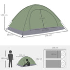 Tente de camping 2 personnes camouflage tente dôme légère ventilée facile à monter avec portes zippées-2