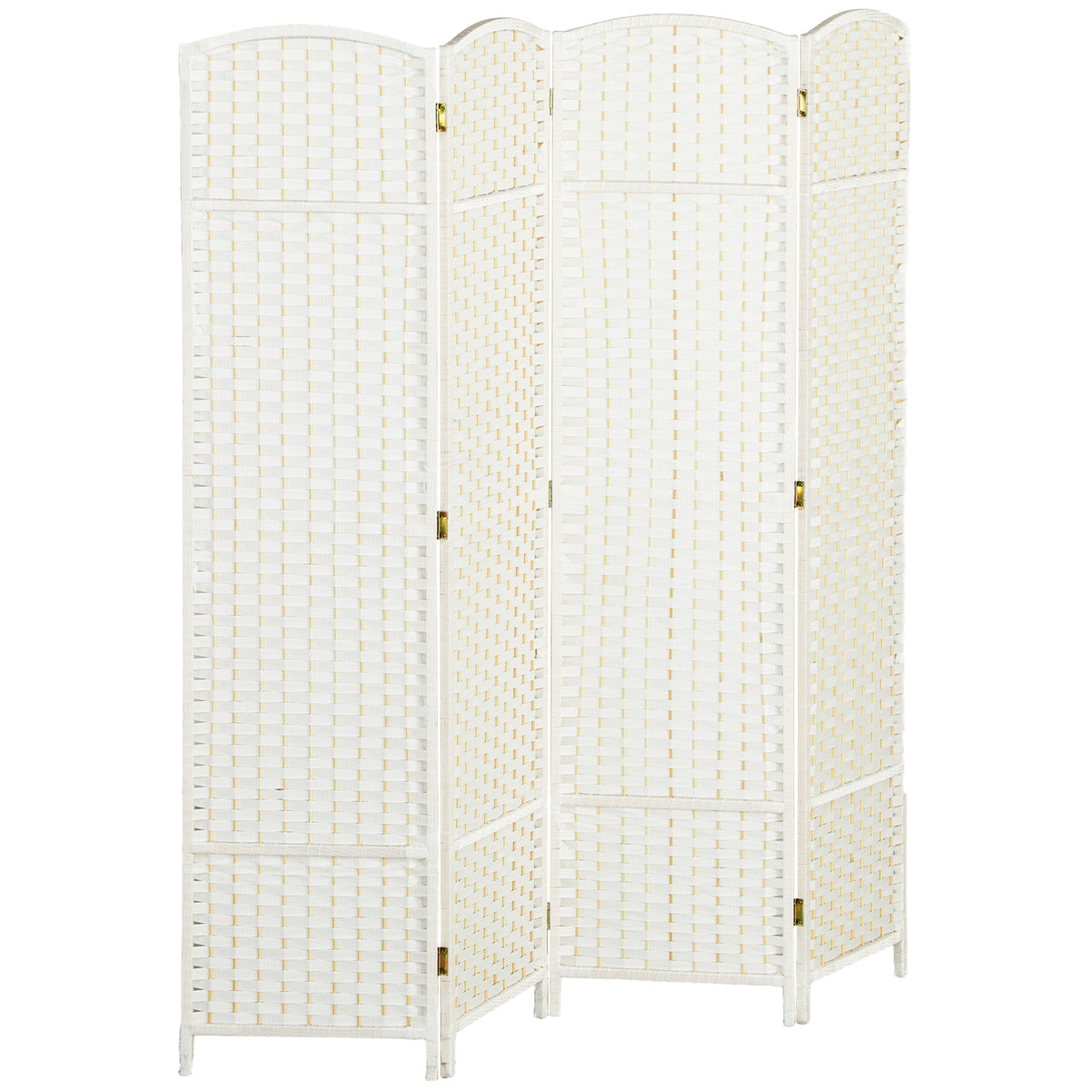 Paravent interieur en bois 4 panneaux 160 x 170 cm séparateur de pièce pliable pour salon, chambre à coucher, blanc-0