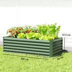 Jardinière surélevée en acier galvanisé, lit de jardin avec fond ouvert, 180 x 90 x 57,5 cm, vert clair-2