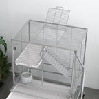 Cage pour petits animaux sur roulettes 2 niveaux avec 2 portes, 1 rampe, 1 étagère de rangement 61,5 x 44,5 x 86 cm gris-8