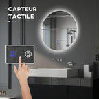Miroir rond lumineux LED de salle de bain Ø 80 cm mural avec éclairage interrupteur tactile système antibuée-3