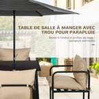 Salon de jardin ensemble table et chaises 5 pièces 1 table à manger carrée et 4 chaises 4 coussins-3