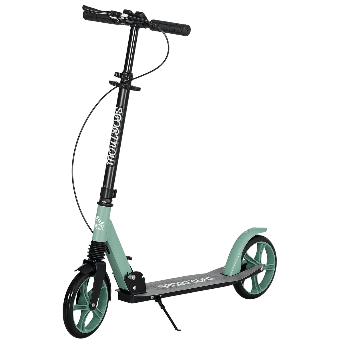Trottinette pliable pour adultes +14 ans avec guidon réglable grandes roues de 20 cm amortisseur vert-0