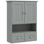 Armoire murale de salle de bain, armoire de toilette, avec portes, étagère, 2 tiroirs, 50,8l x 17,8P x 66H cm, gris-0