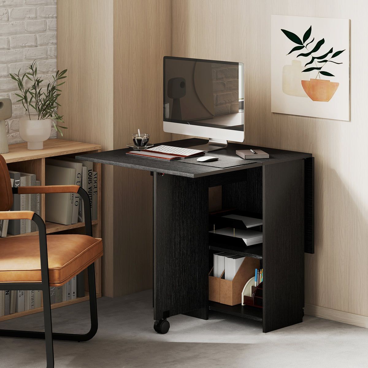 Table à Manger Pliante, Table de Cuisine Extensible pour 2 à 4 Personnes, 2 Abattants, 120 x 72 x 75 cm, Noir-8
