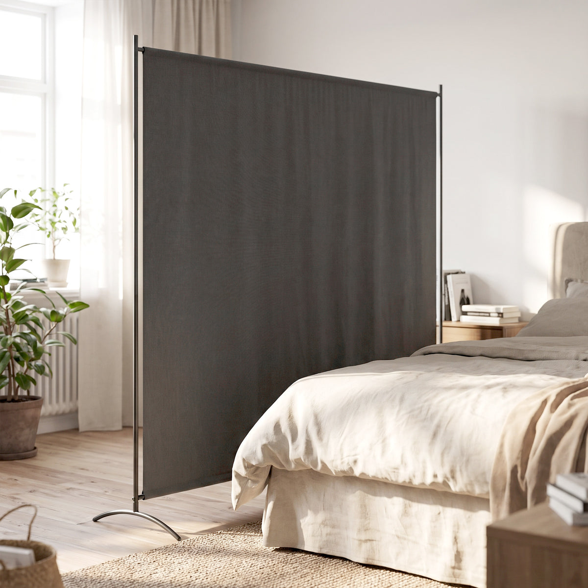 Paravent Extérieur à Panneau Unique, Séparateur de Pièce de 180H cm avec Protection UV30+, Gris Foncé-9