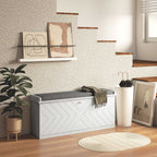 Banc à chaussures avec tiroir rabattable, coussin d'assise et étagère réglable, 100 x 26 x 48 cm, blanc-9