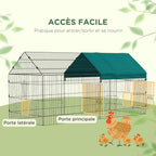 Parc enclos modulable acier avec bache pour lapins rongeurs petits animaux intérieur extérieur 220L x 85l x 103H cm-3