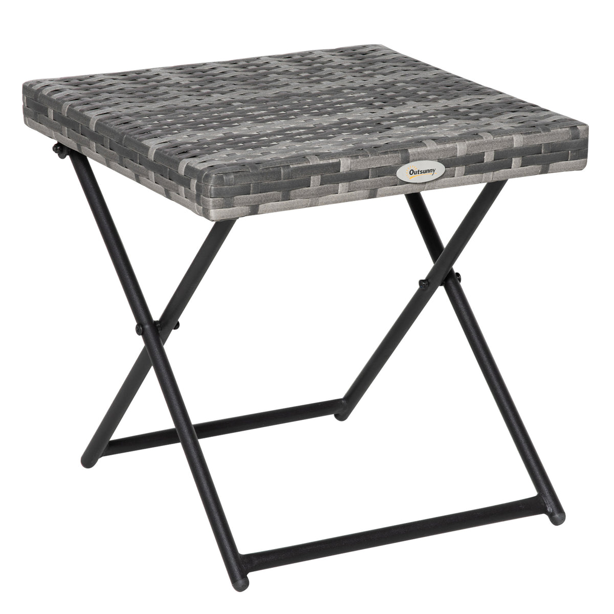 Table basse pliable de jardin style cosy chic dim. 40L x 40l x 40H cm métal époxy résine tressée imitation rotin gris-0