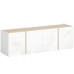 Meuble TV, banc TV avec 4 portes à fermeture amortie, étagère réglable et passe-câbles, 135 x 38 x 45 cm, blanc-0