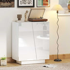 Buffet meuble de rangement avec placard double porte et étagère réglable, 70 x 40 x 88 cm, blanc brillant-9