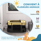Parc pliable pour animaux de compagnie parc pour chiots en tissu Oxford avec fenêtres et portes sac de rangement jaune-3