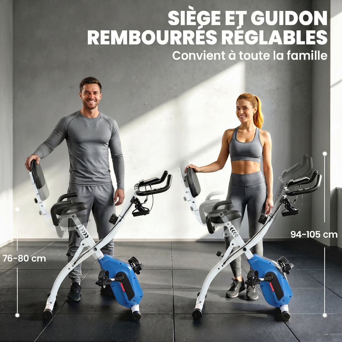 Vélo d'Appartement Pliable Vélo de Fitness 4 en 1 Silencieux Connecté Kinomap Bluetooth et Zwift 105x53,5x109cm Bleu-6