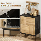 Buffet salon meuble de rangement armoire de cuisine portes à pousser et 4 placards style moderne 60 x 35 x 78 cm, noir-5