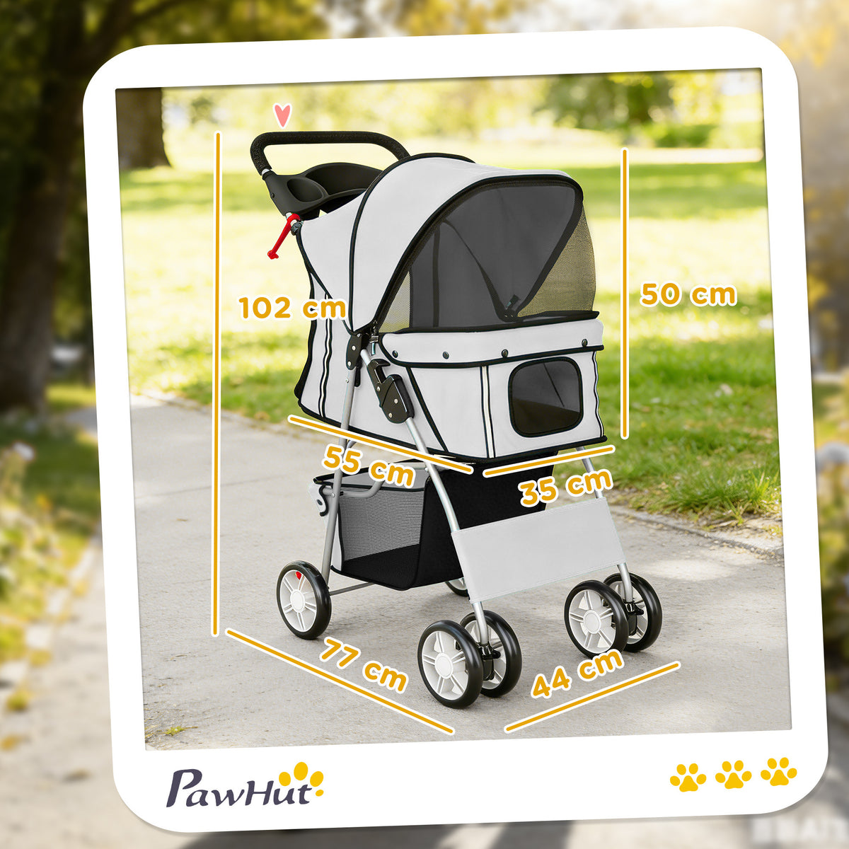 Poussette buggy pliable animaux chariot pliante chien chat porte-gobelet panier de rangement 75 x 45 x 97 cm gris-2