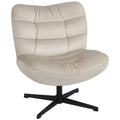 Fauteuil de salon pivotant, chaise rembourrée en chenille sans accoudoirs, assise et dossier larges, 70x80x82cm, crème-0