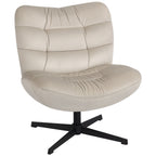 Fauteuil de salon pivotant, chaise rembourrée en chenille sans accoudoirs, assise et dossier larges, 70x80x82cm, crème-0